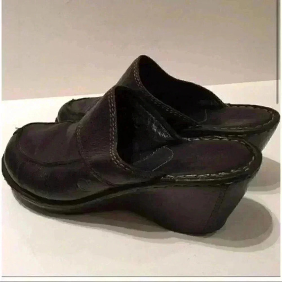 Born Wedges Size 9 40.5 M/W black leather mules - Picture 2 of 7